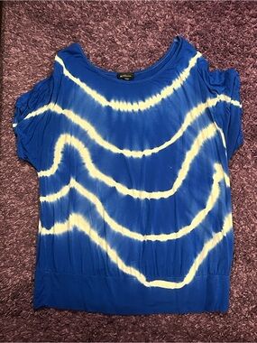 ALYX Blue and White Tie-Dye Drape Sleeve Top Size 1X